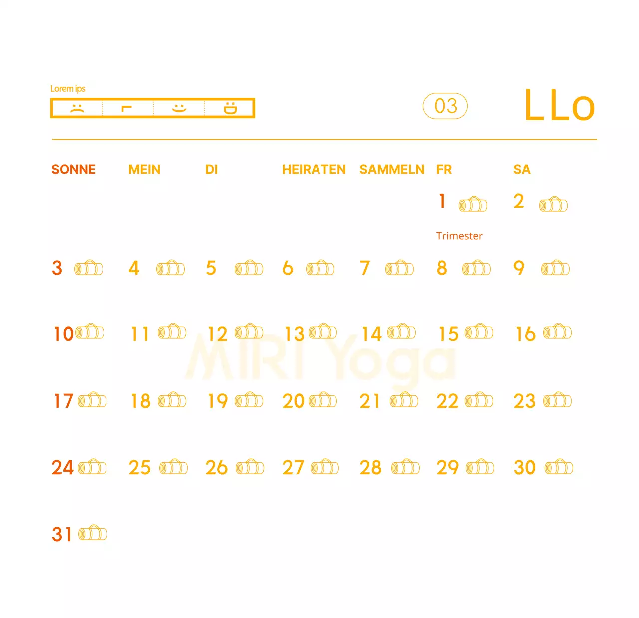 Orangefarbene Kalender zum Verschenken bei der Werbung für Ihr Yogastudio