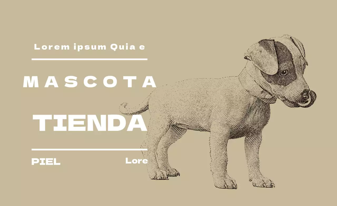 Etiqueta beige ilustrada de tienda de animales