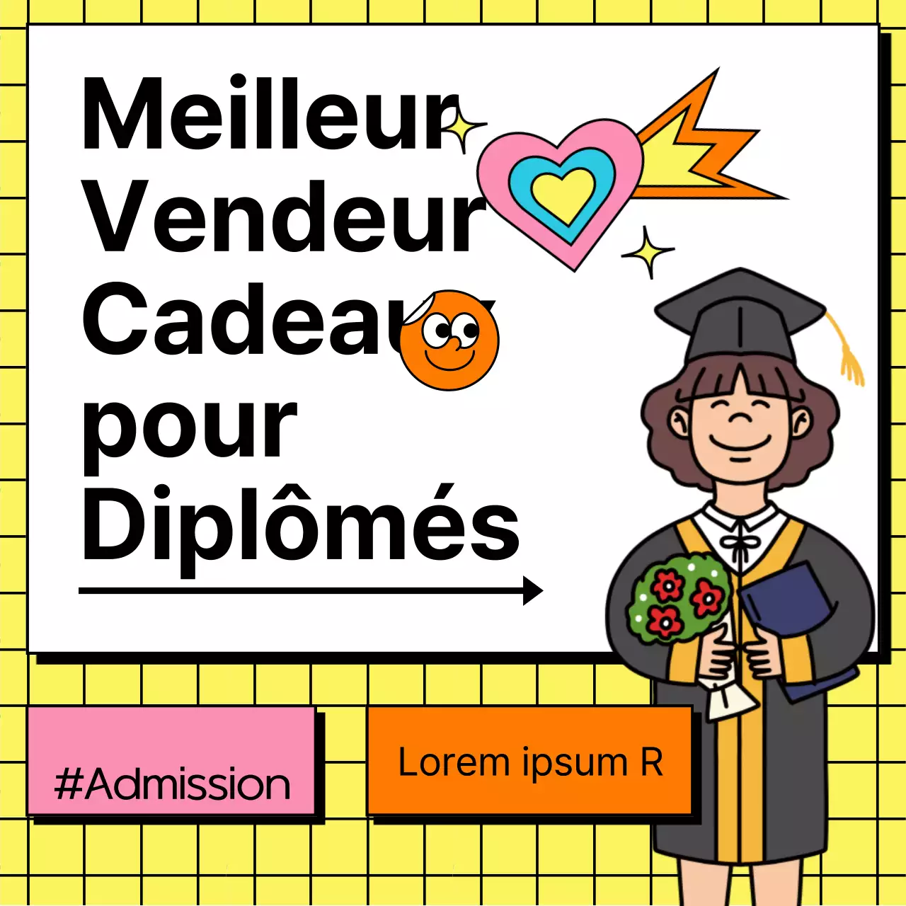 Tableau blanc à carreaux jaunes Kitschy Graduation Back to School Gift Ideas