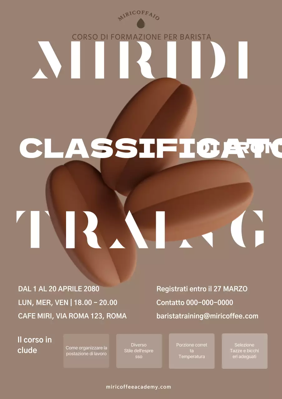 marrone caldo tipografia semplice corso di certificazione per baristi