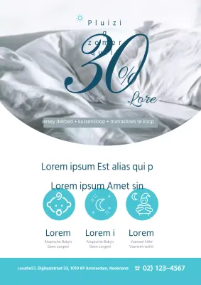 Promoot een dekbedwinkel zomer dekbed verkoop met een foto van een lichtblauw dekbed