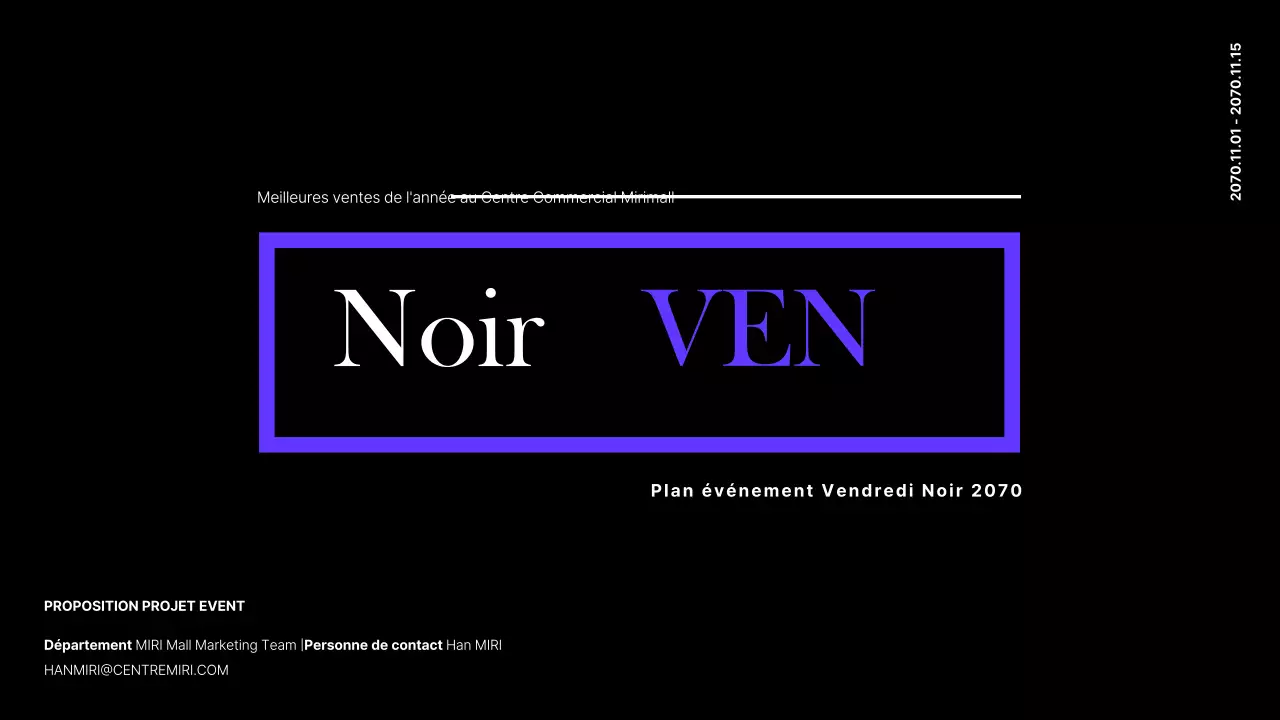 Planificateur d'événements pour le centre commercial du vendredi noir en noir et violet