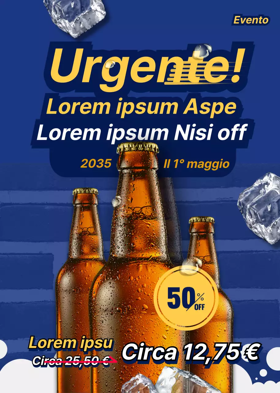 Una vendita di birra fredda in blu navy e giallo