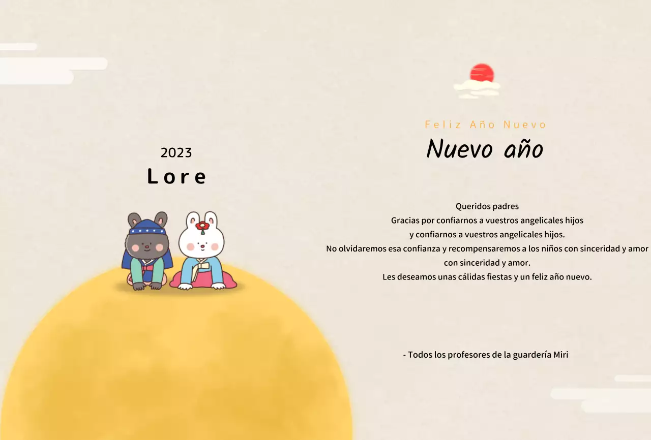 Tarjeta de felicitación con una simpática ilustración de un conejito