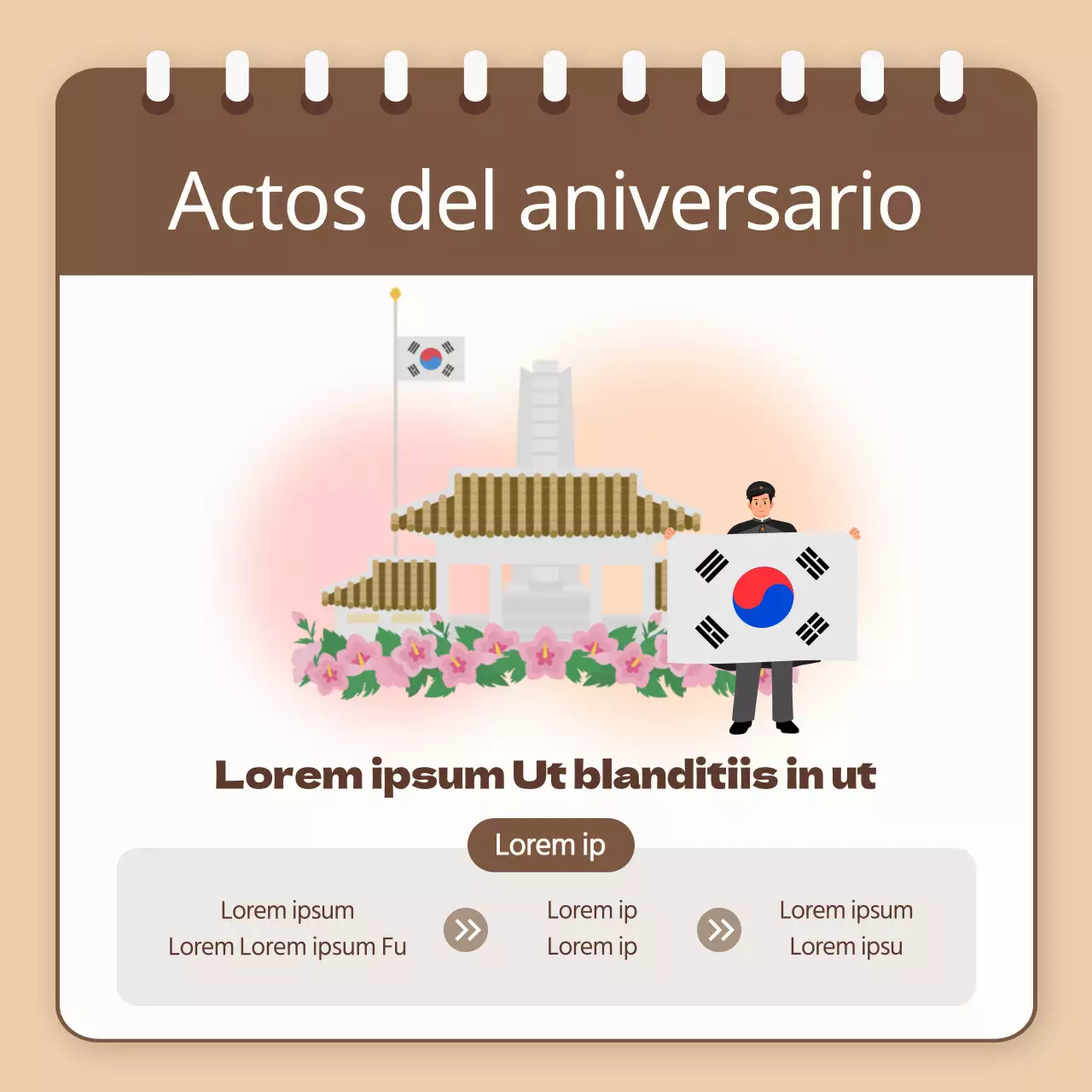 Tarjeta de noticias en memoria del doctor Ahn Jung-geun con fondo marrón