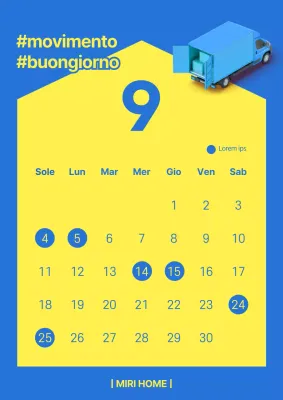 Calendario Isha (giorno senza mani) bicolore blu e giallo