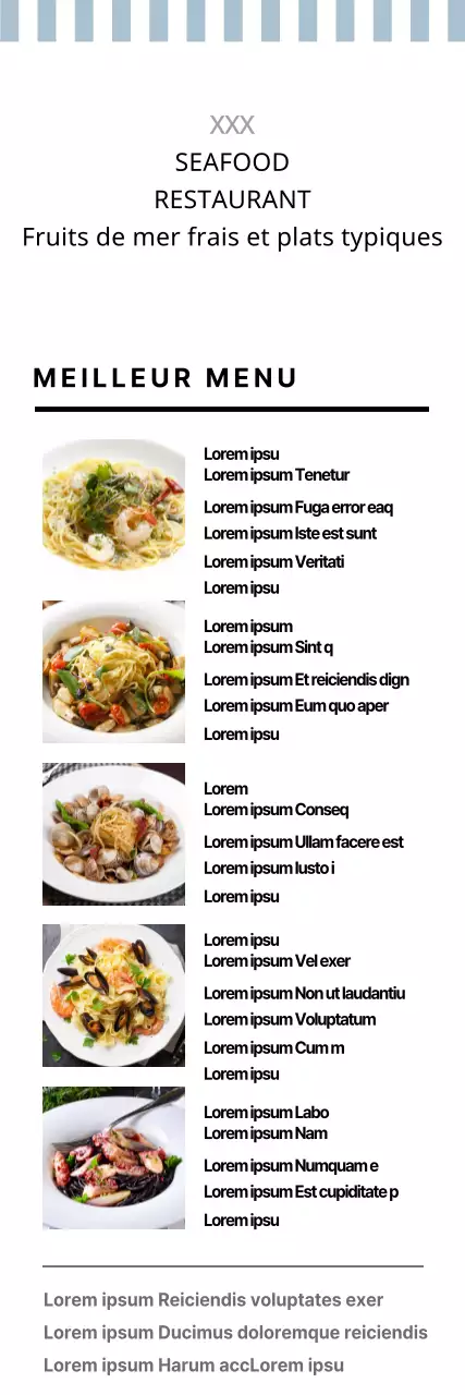 Menus des restaurants