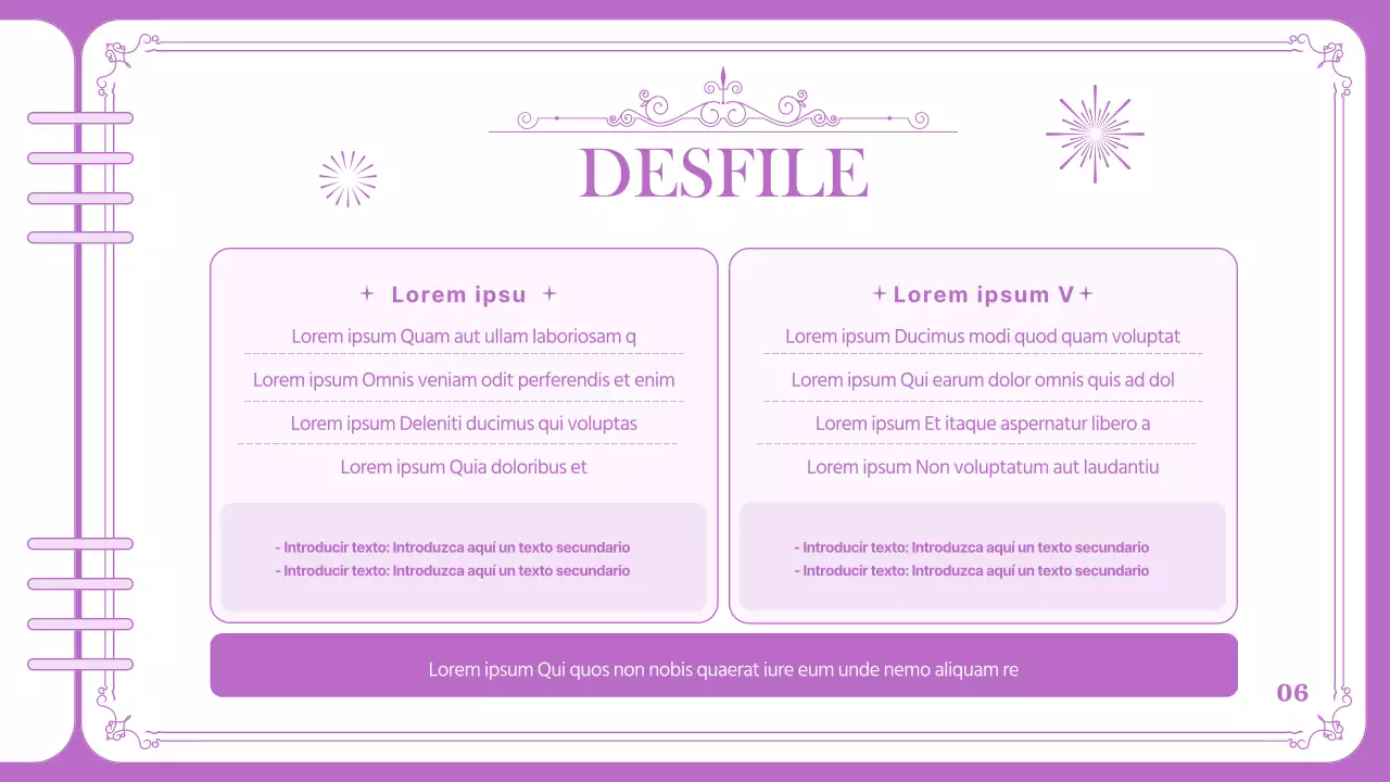 Plano de desfile de un parque de atracciones de color púrpura y marcos limpios