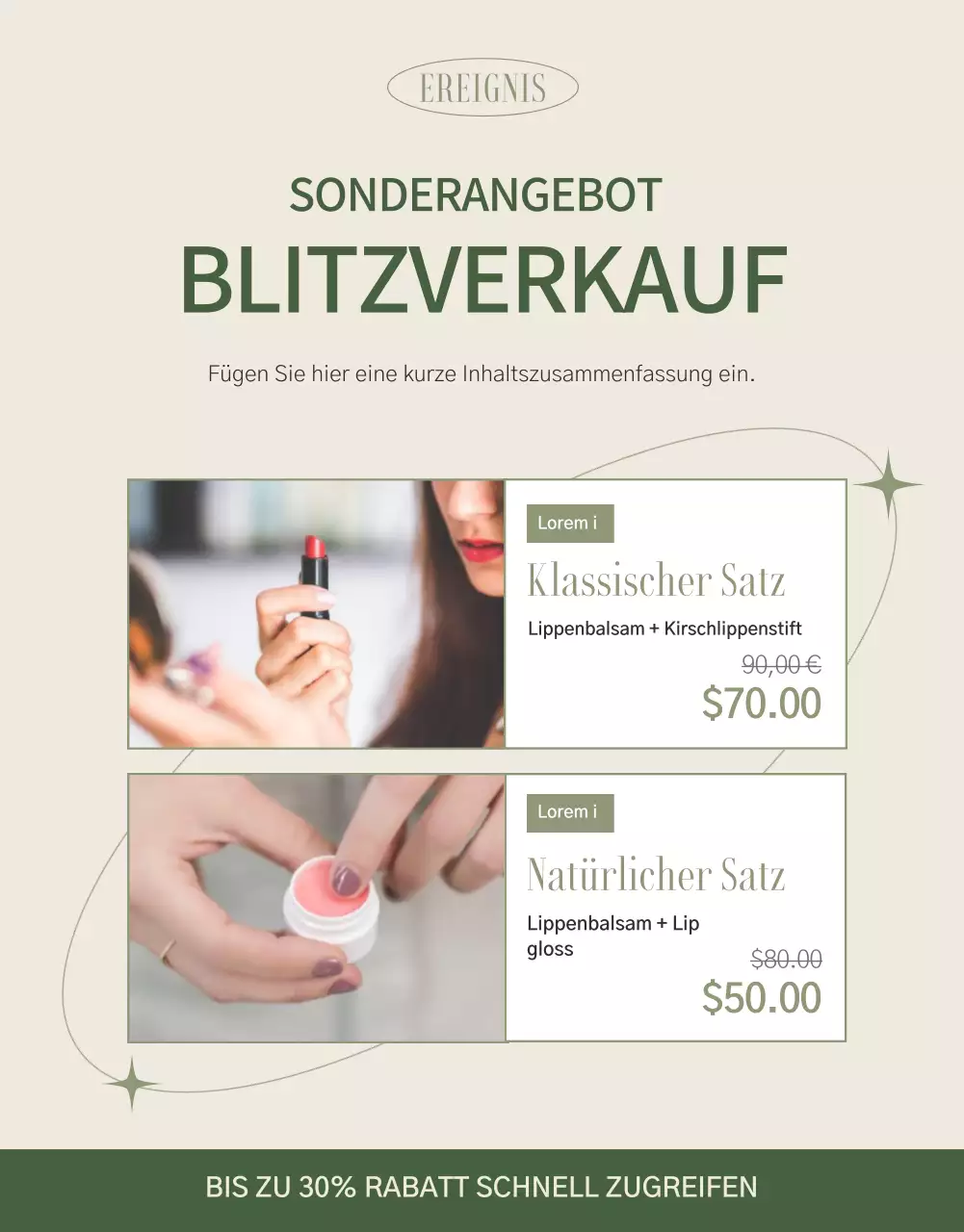Grüner und einfacher Lippenbalsam Kosmetik