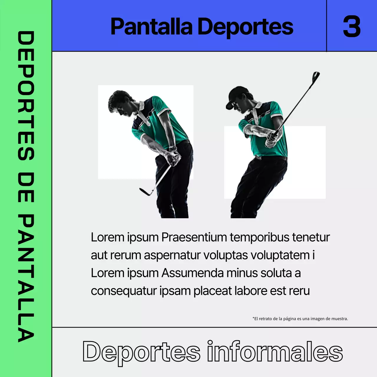 Información sobre deportes de invierno de interior en azul y chartreuse