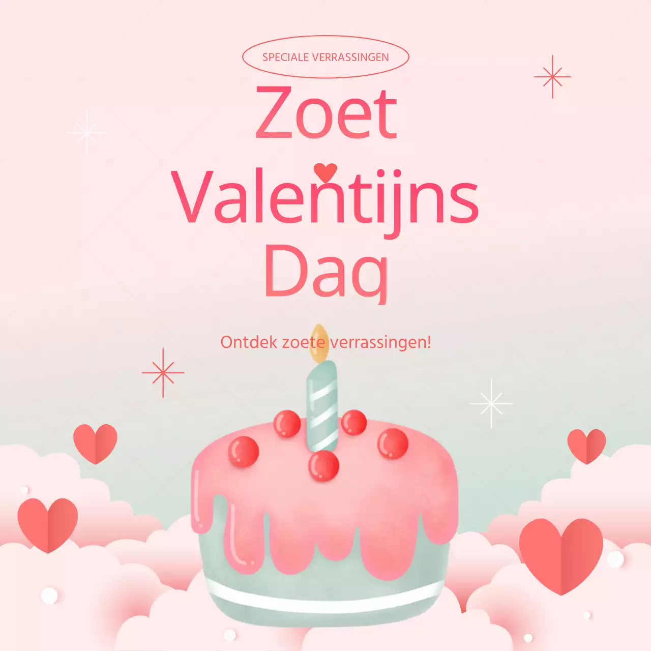 Witte dag evenement met roze schattige taartillustratie