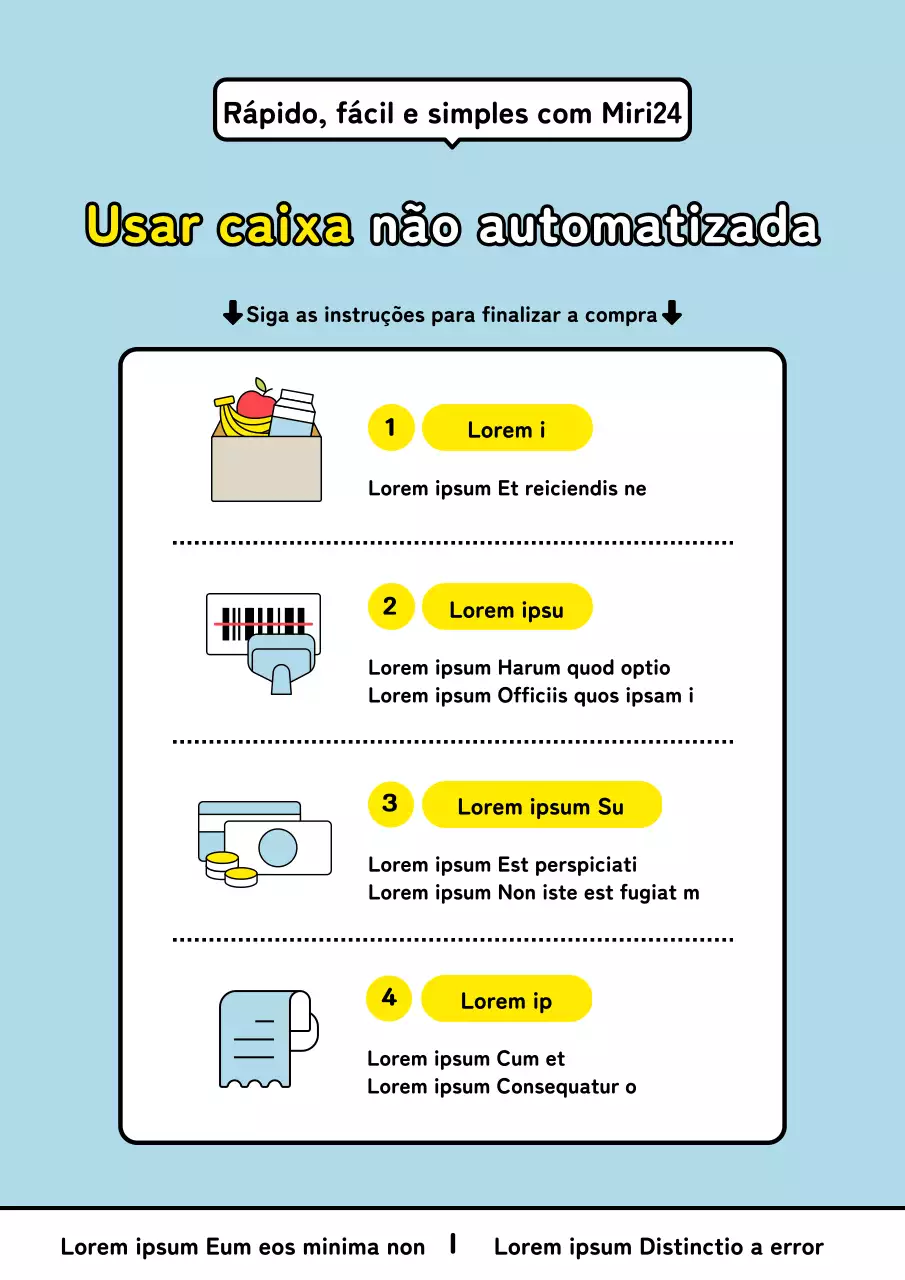 Como utilizar um manual de caixa minimalista em azul claro e amarelo