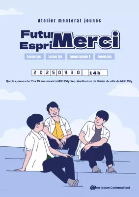 Thème de mentorat pour les jeunes avec un thème d'illustration aux lignes pures dans les tons de la marine