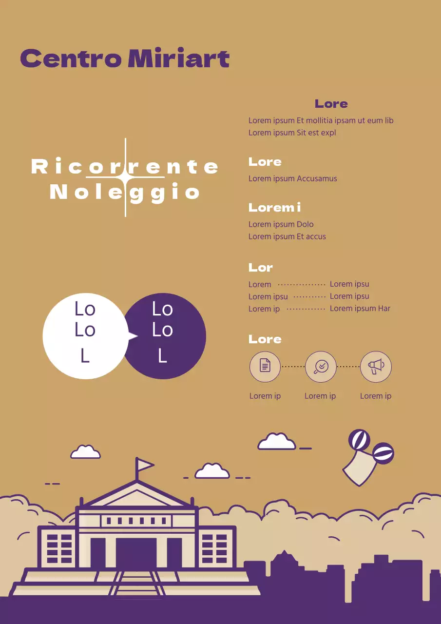 Porpora oro semplice linea illustrazione concetto galleria d'arte regolare annuncio di noleggio