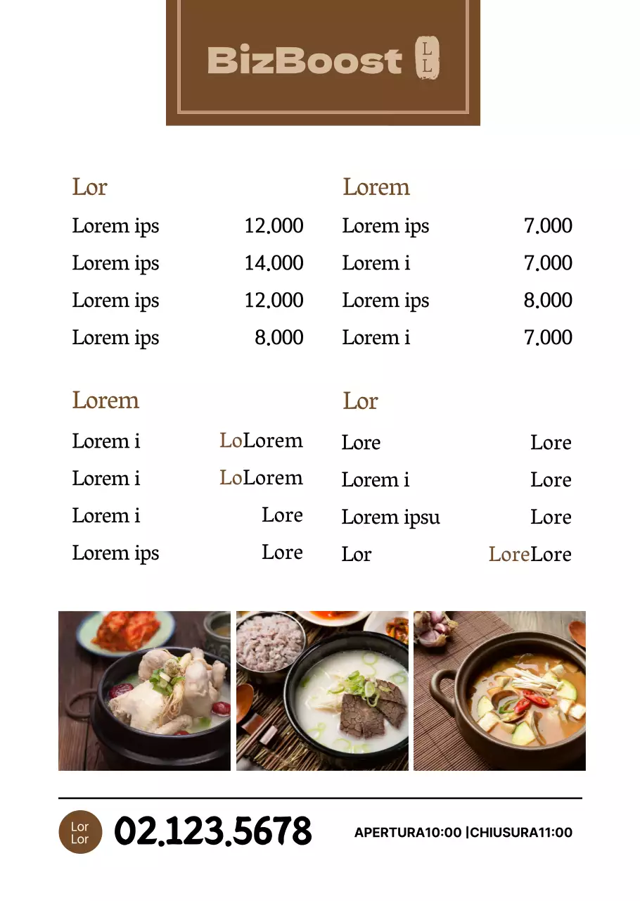 Una lavagna marrone per il menu coreano in stile basic