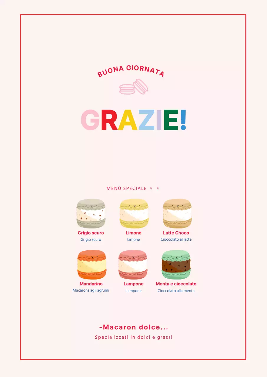 Macarons dolci rosa e rossi nel menu
