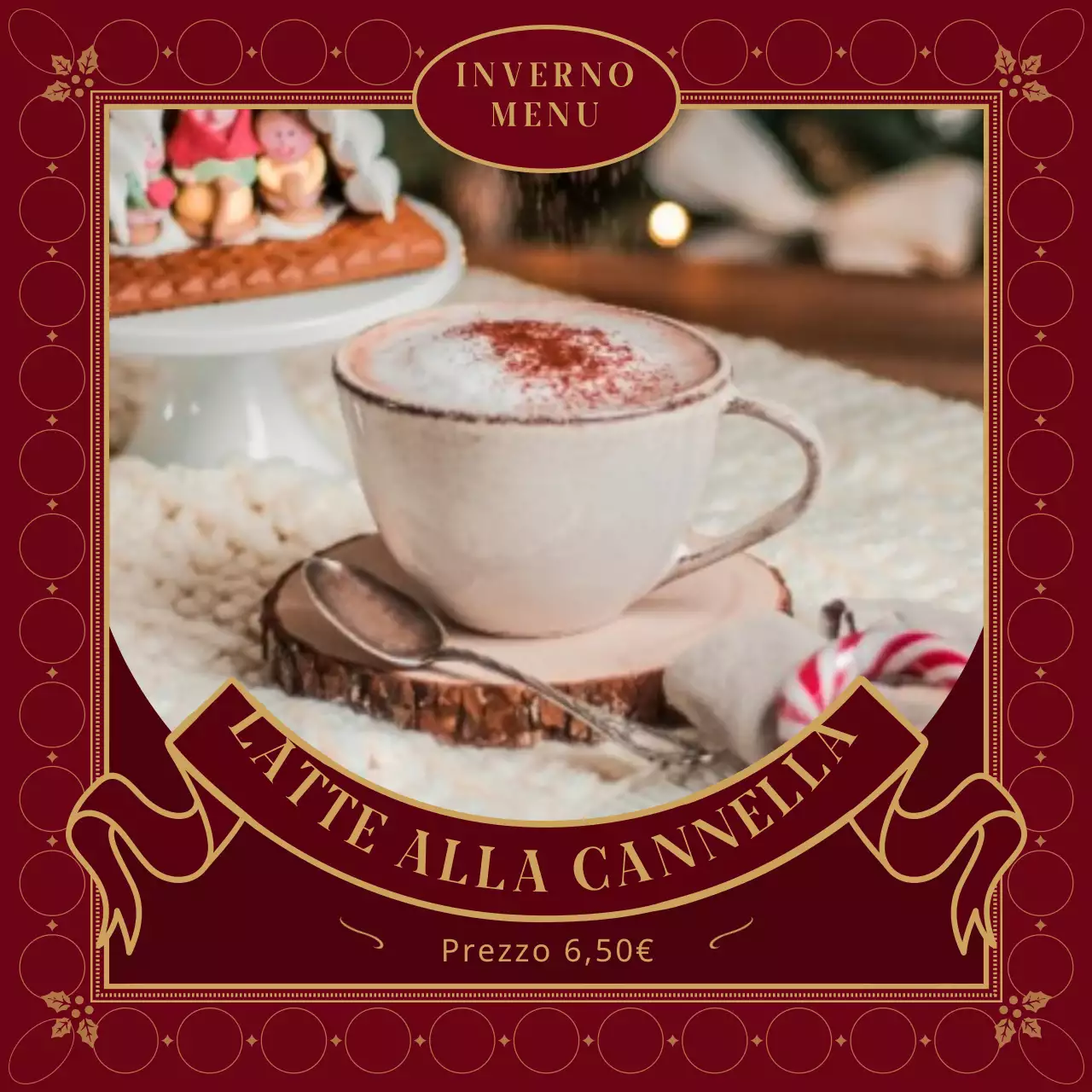 Biglietto di Natale in rosso e verdeBevanda da caffè in concetto