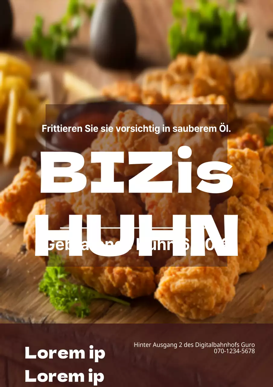 Saubere Karaage-Ladenwerbung mit braunem, körnigem Text