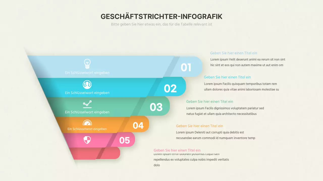 Mehrfarbiger dreidimensionaler Konzepttrichter aus Papier