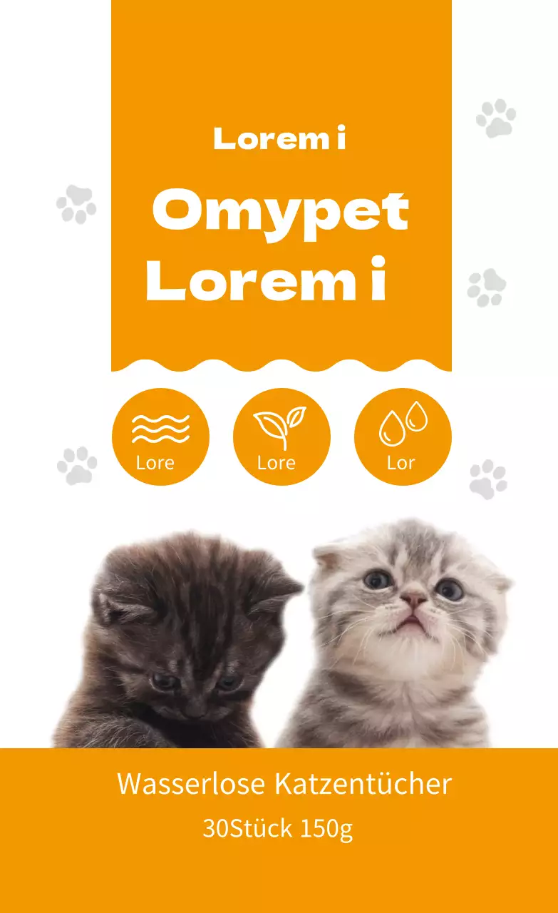 Orangefarbene niedliche Katzen-Tissue-Etiketten
