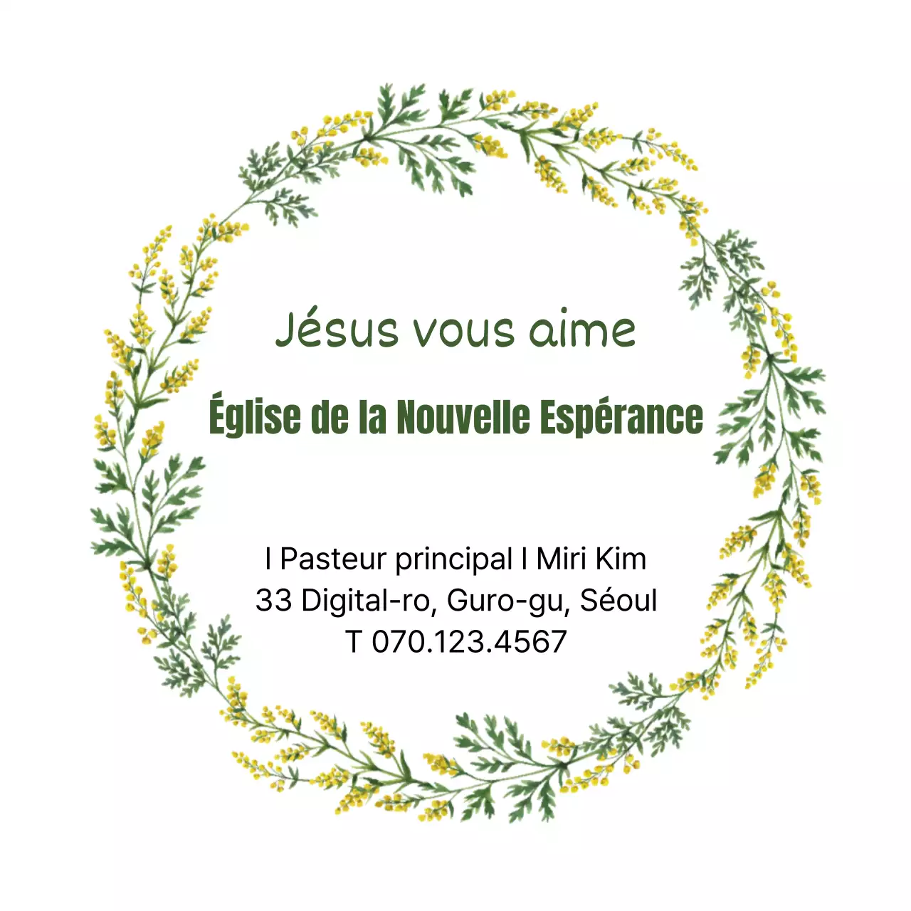 Illustration vintage verte Cadre église