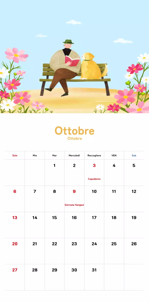 Un calendario di Capodanno caldo e illustrato