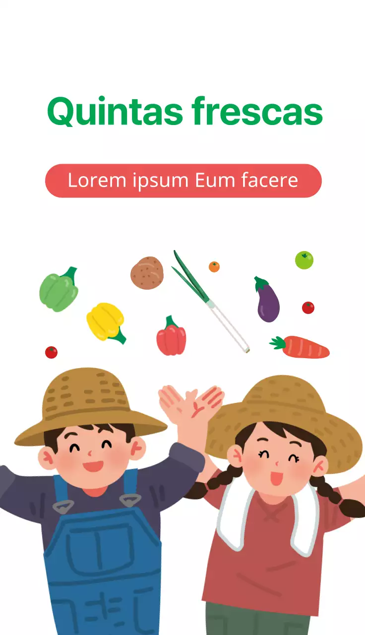 Ilustração verde de uma quinta de produtos agrícolas