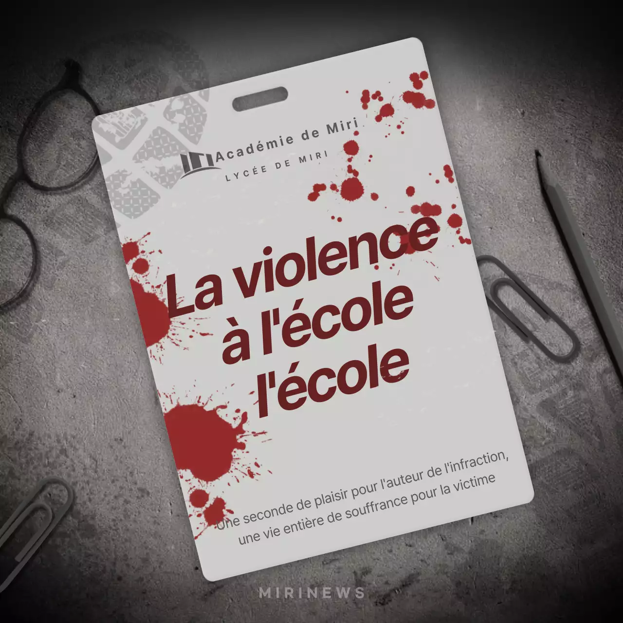 la violence scolaire en gris et rouge