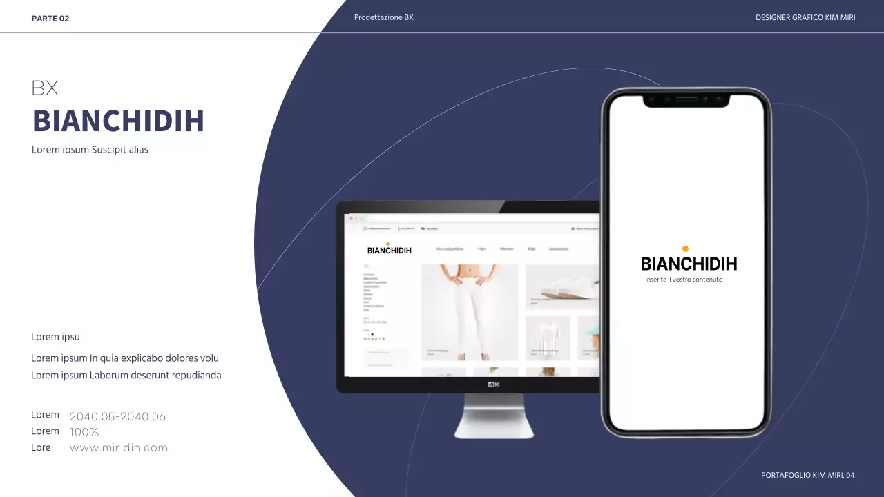 Presentazione del portafoglio per designer in bianco e nero