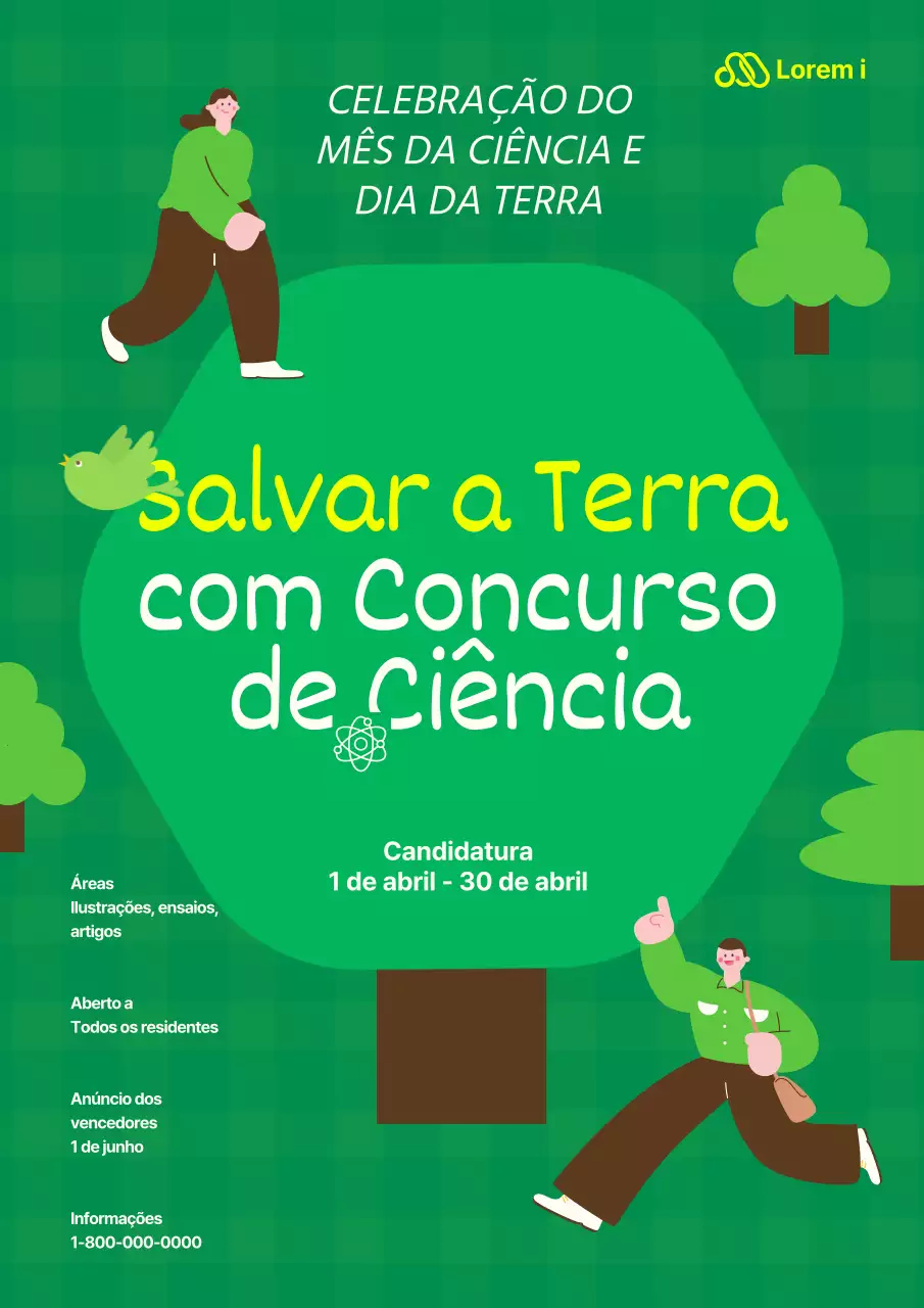 Árvore Verde Ilustração Mês da Ciência Dia da Terra Concurso Salvar o Planeta