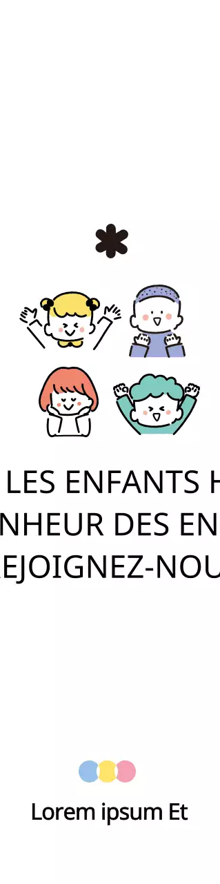 Pour la promotion d'une mignonne association caritative avec des illustrations d'enfants dans une variété de couleurs douces.