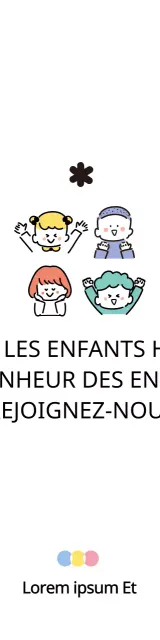 Pour la promotion d'une mignonne association caritative avec des illustrations d'enfants dans une variété de couleurs douces.