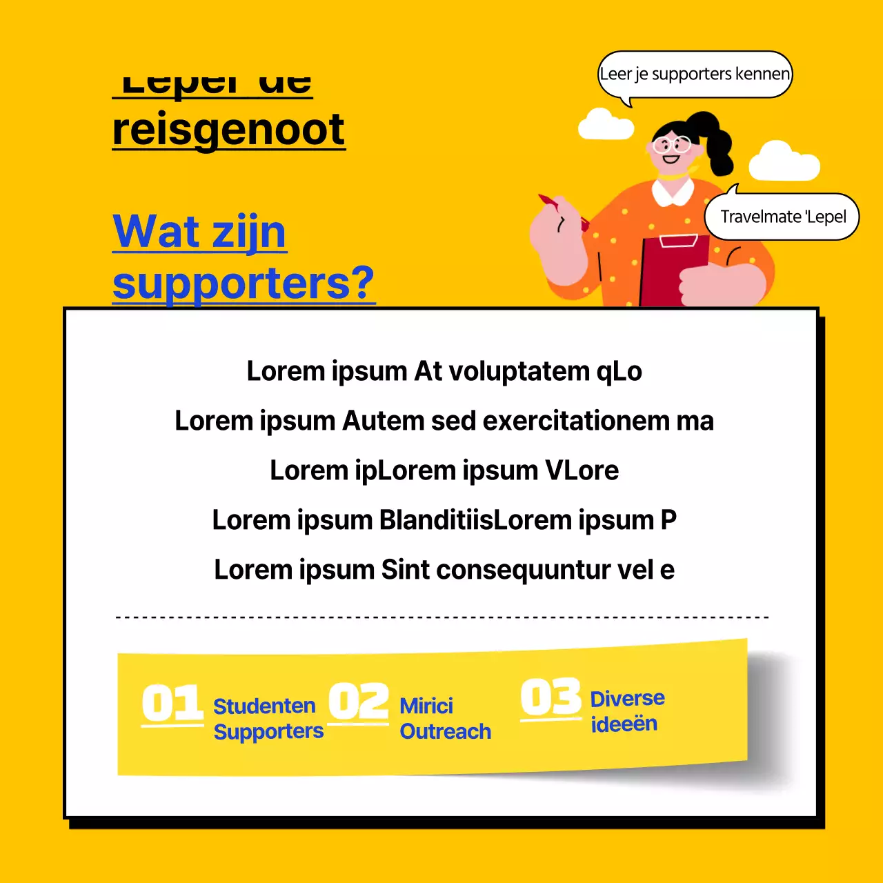 Blauw-oranje illustratie van Gen MZ-supporters