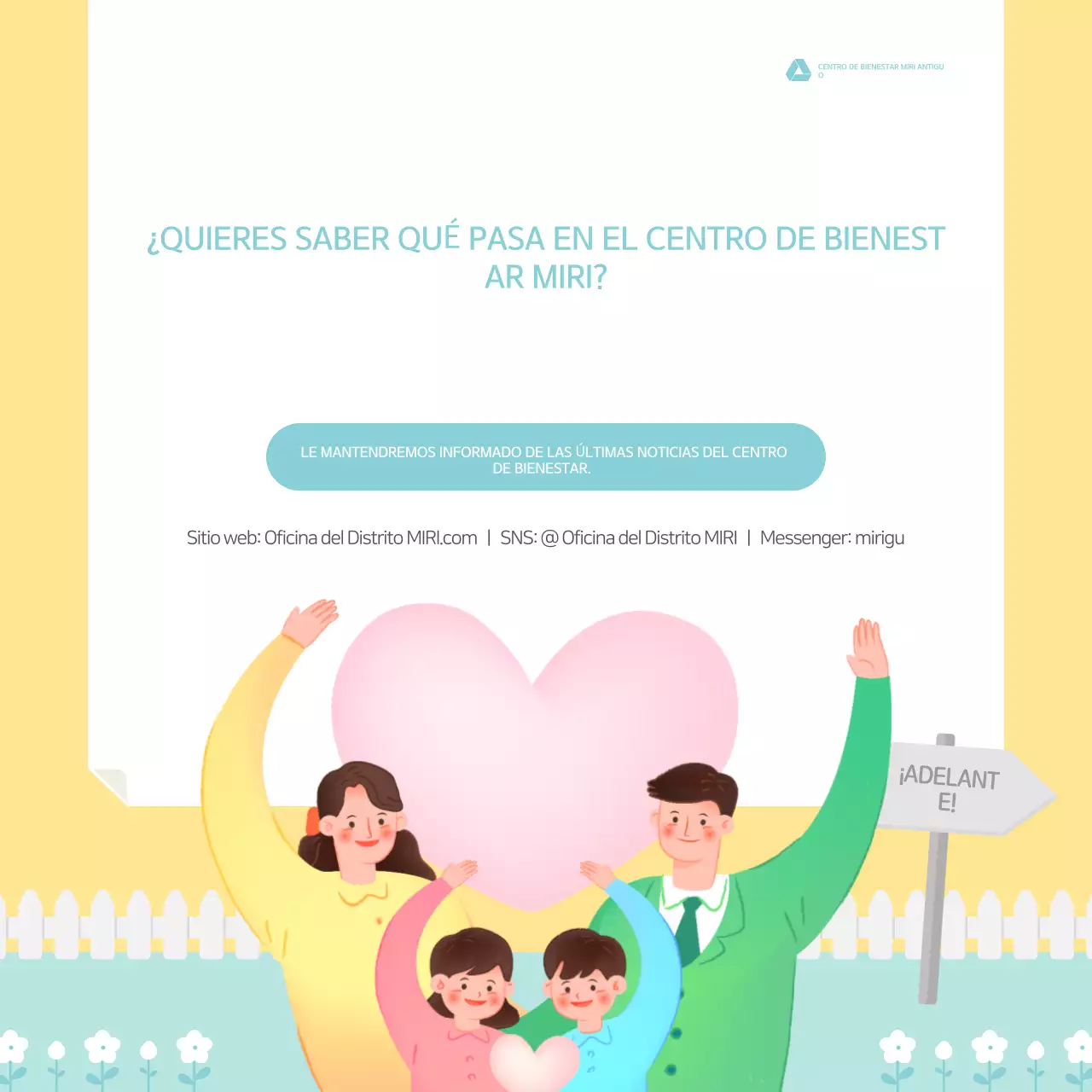 El boletín menta y amarillo de nuestro encantador centro de bienestar