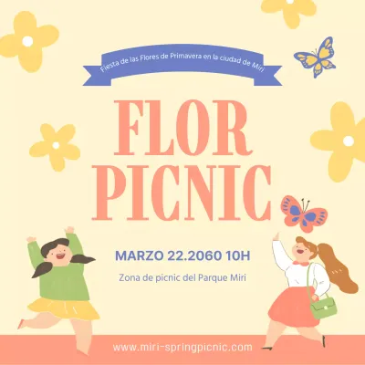 Tema de ilustración amarillo y alegre para promocionar un festival de flores