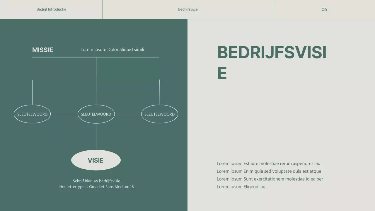 Een eenvoudig groen en beige bedrijfsprofiel