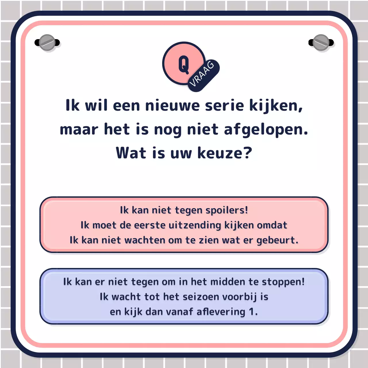 Eenvoudige tekstgestuurde quiztest in roze mauve navy