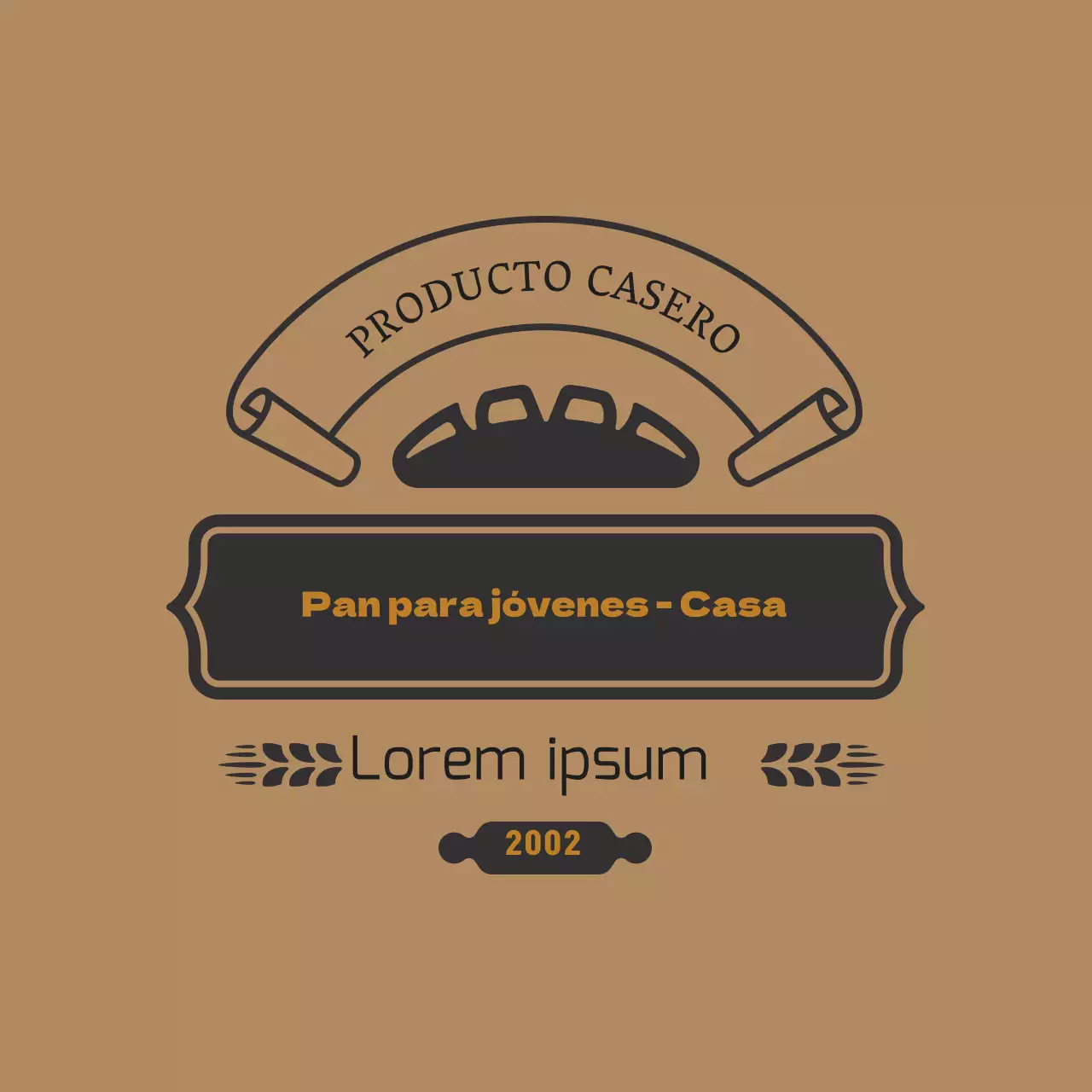 Etiqueta de panadería vintage marrón