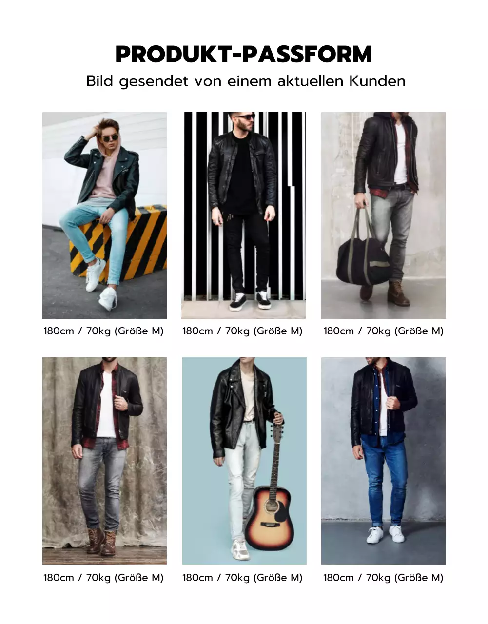 Lederjacken-Shop mit schwarzem und blauem Bild-Layout