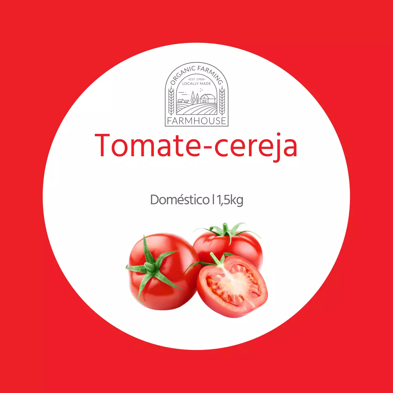 Etiqueta de produto do tomate cereja vermelho puro