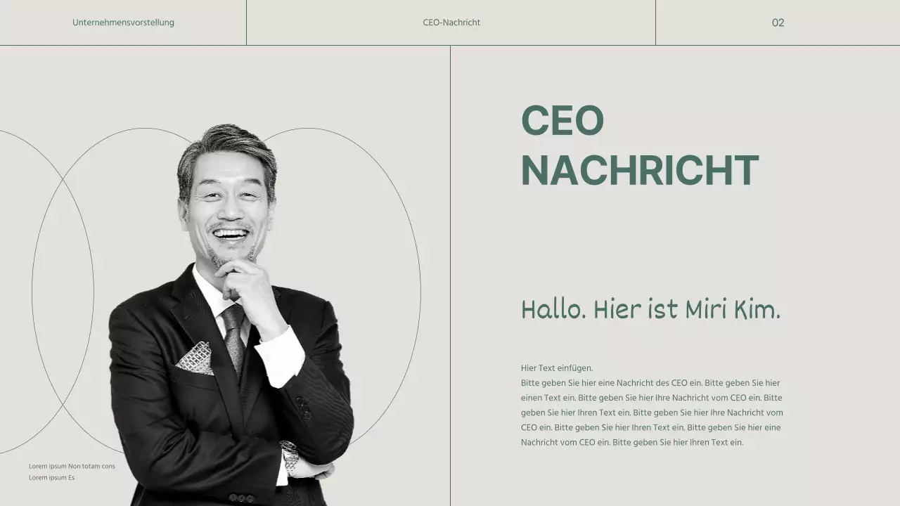 Ein einfaches grün-beiges Unternehmensprofil