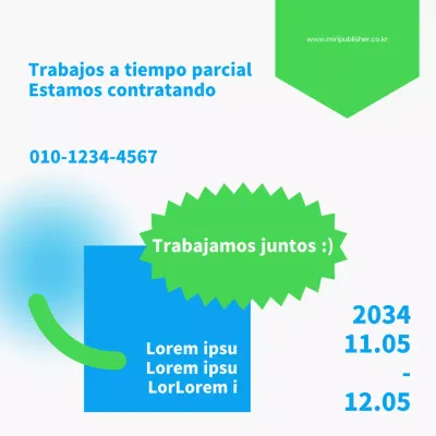 Ofertas de empleo a tiempo parcial en dos tonos de azul claro y chartreuse