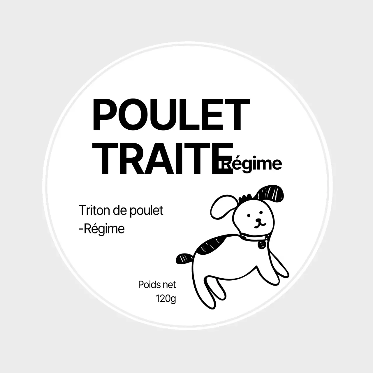 Illustration grise d'une étiquette de friandise pour animaux de compagnie