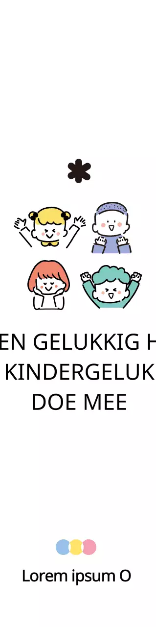 Voor het promoten van een schattig goed doel met illustraties van kinderen in verschillende zachte kleuren.