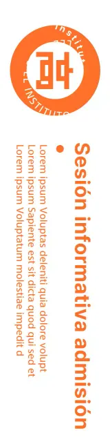 Un estilo de logotipo limpio, naranja y blanco ámbar para anuncios y promociones de prospectos de instituto.