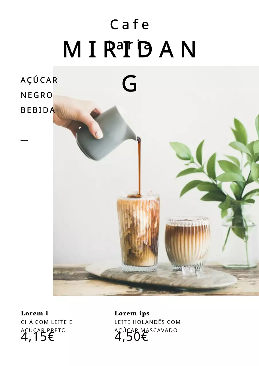 Promover o menu de bebidas de chá com leite do seu café