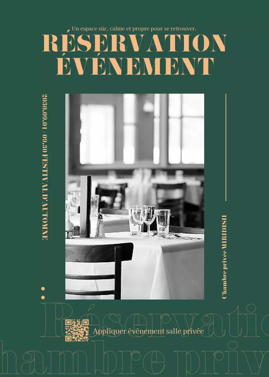 Un événement simple de réservation de repas sur fond vert foncé