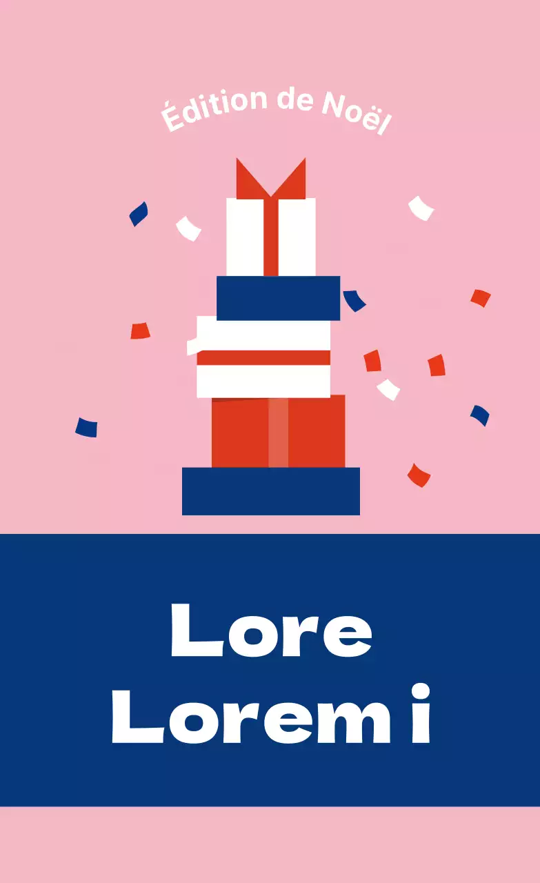 Étiquettes de Noël illustrées bleu rose rouge