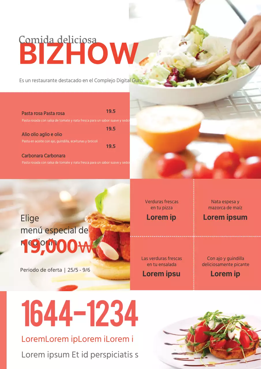 Promociona el menú de tu restaurante de pasta bizhouse