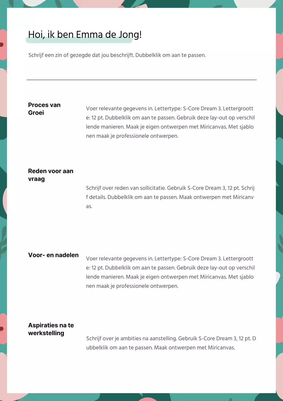 Turquoise sollicitatiebrief